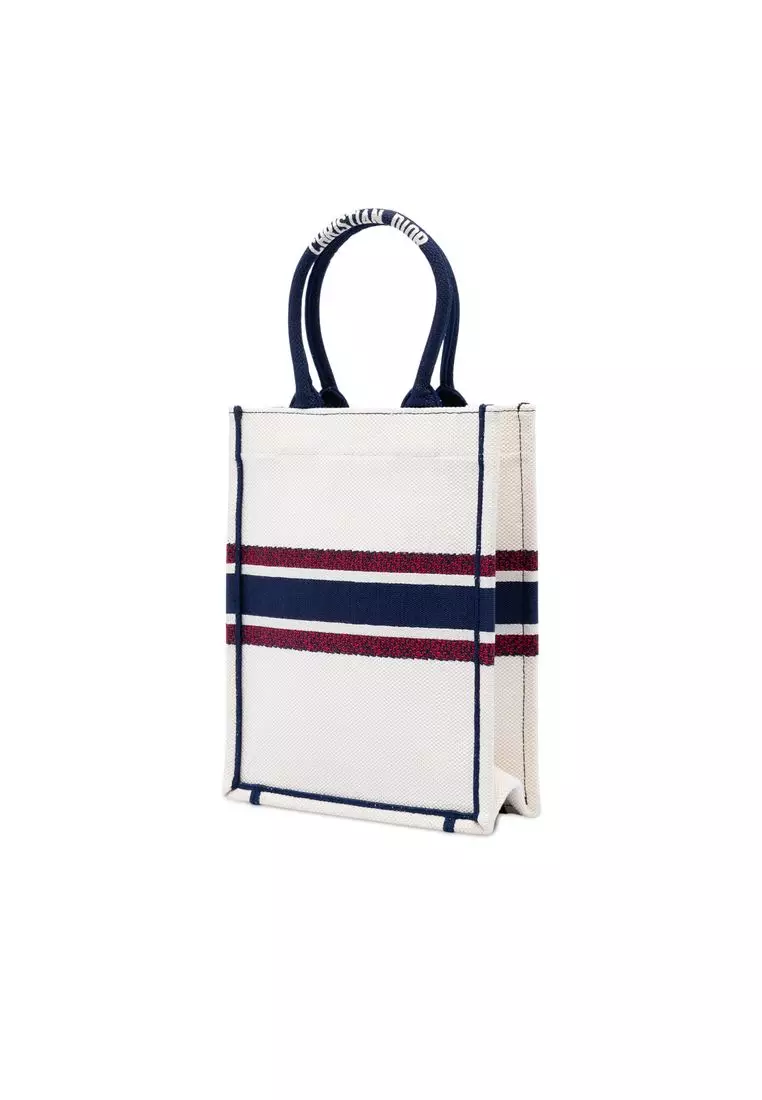 Pre-Loved Dior Embroidered Canvas I Love Paris Vertical Book Tote