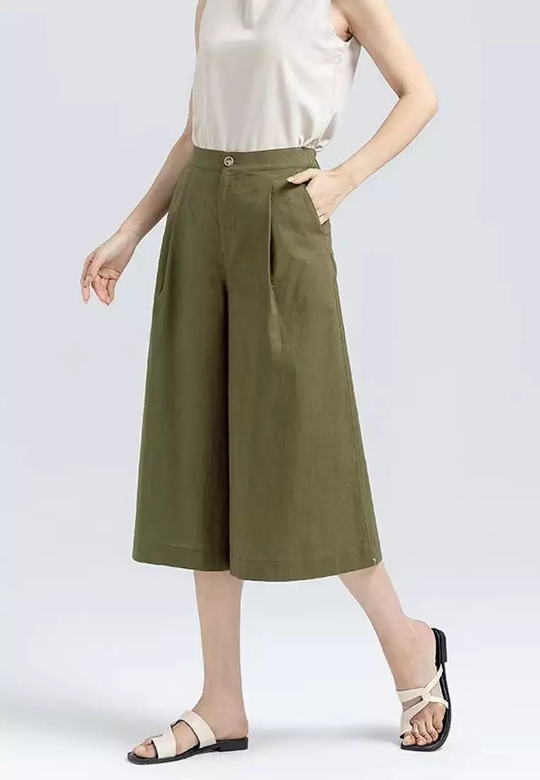 Crimped Cotton-flax Wide-legged Pants RZ-C138