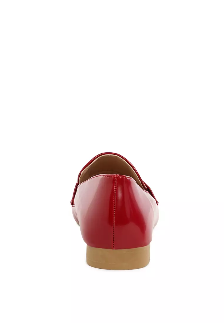 Flat Heel Loafers In Dark Red