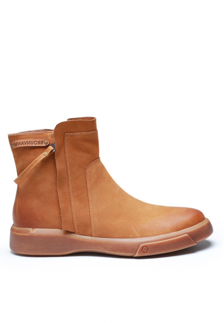 VANSA Simple Top Layer Cowhide Mid Boots VSM-B8196