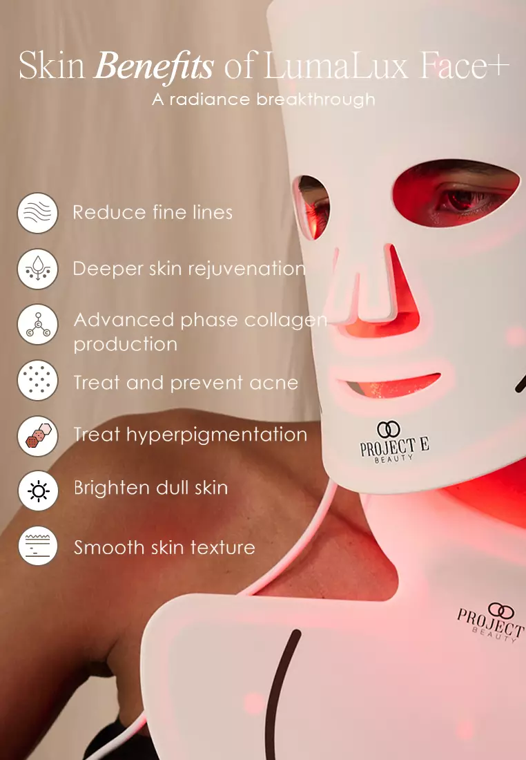 Project E Beauty LumaLux Face+ | Pro LED Light Therapy Face & Neck Mask