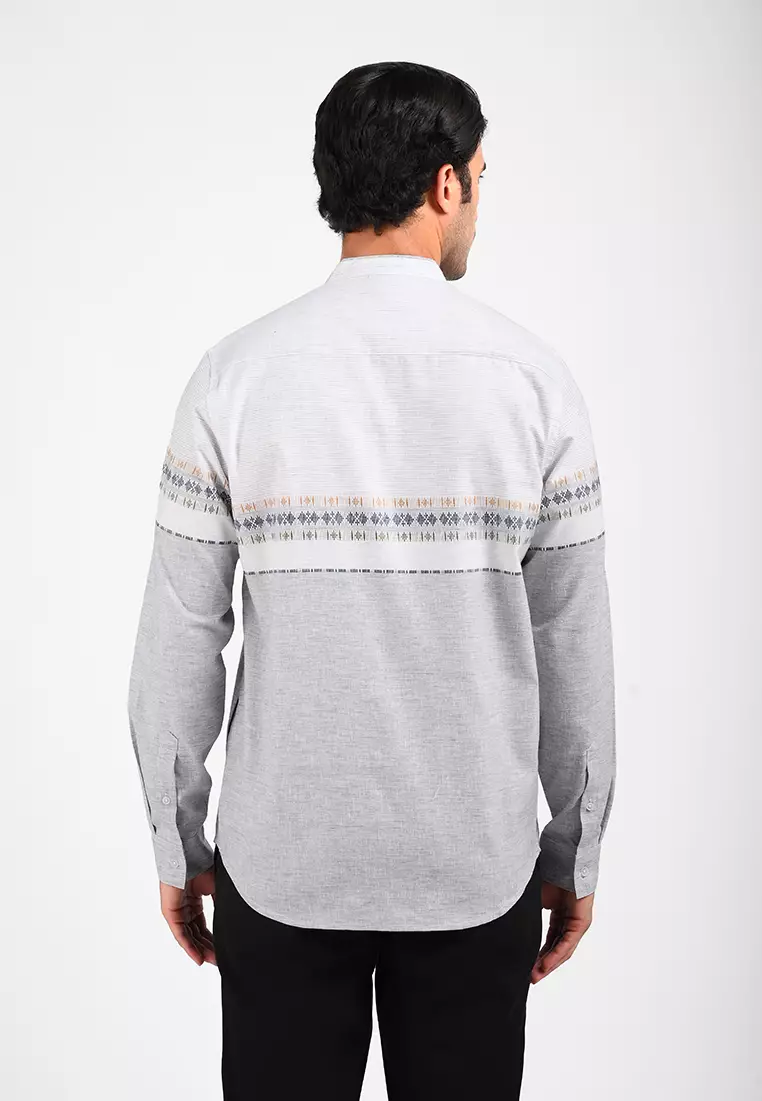 MOC Kemeja Koko Lengan Panjang Pria NAKI-GREY
