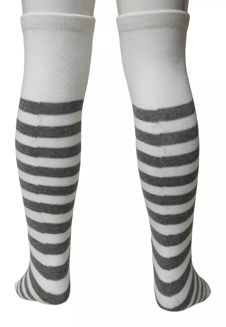Candie Kaos Kaki Panjang Anak Perempuan Motif Kucing Kids Long Socks Material Cotton ORIGINAL - Gray