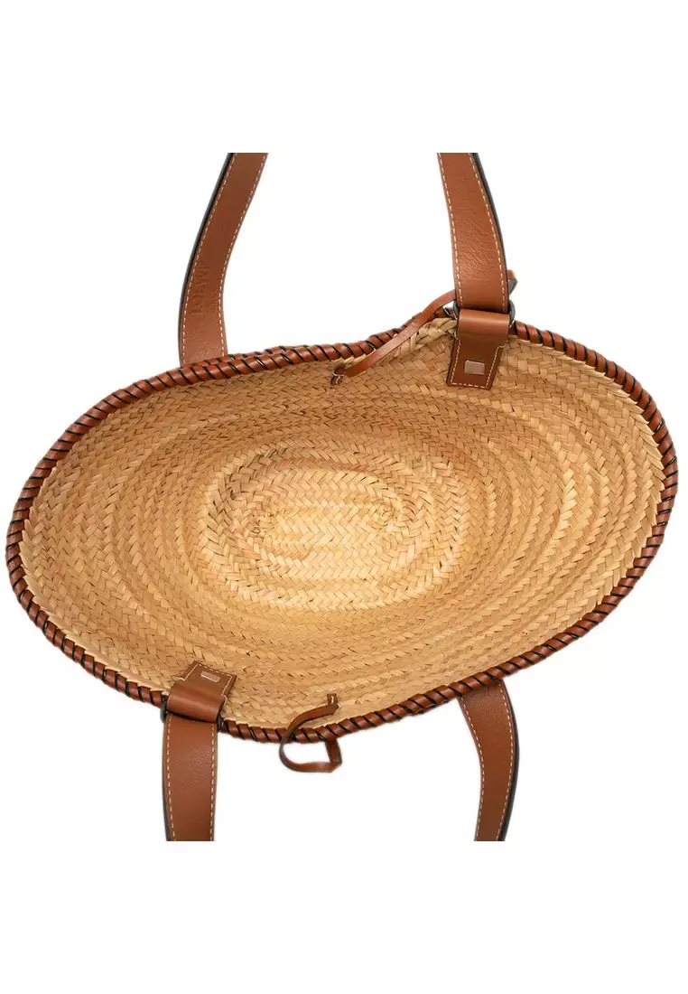 Pre-Loved Loewe Small Raffia Anagram Basket Tote