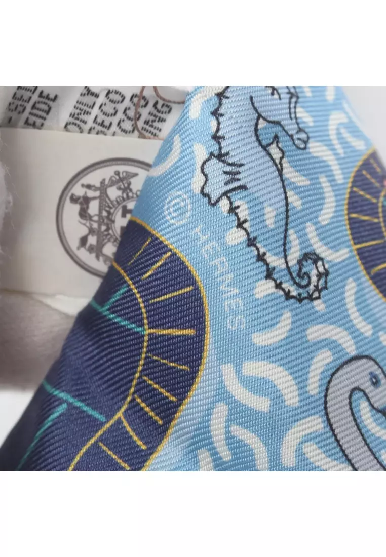 Buy Hermes Preloved Hermès twilly SPLASH PARK ribbon scarf silk blue