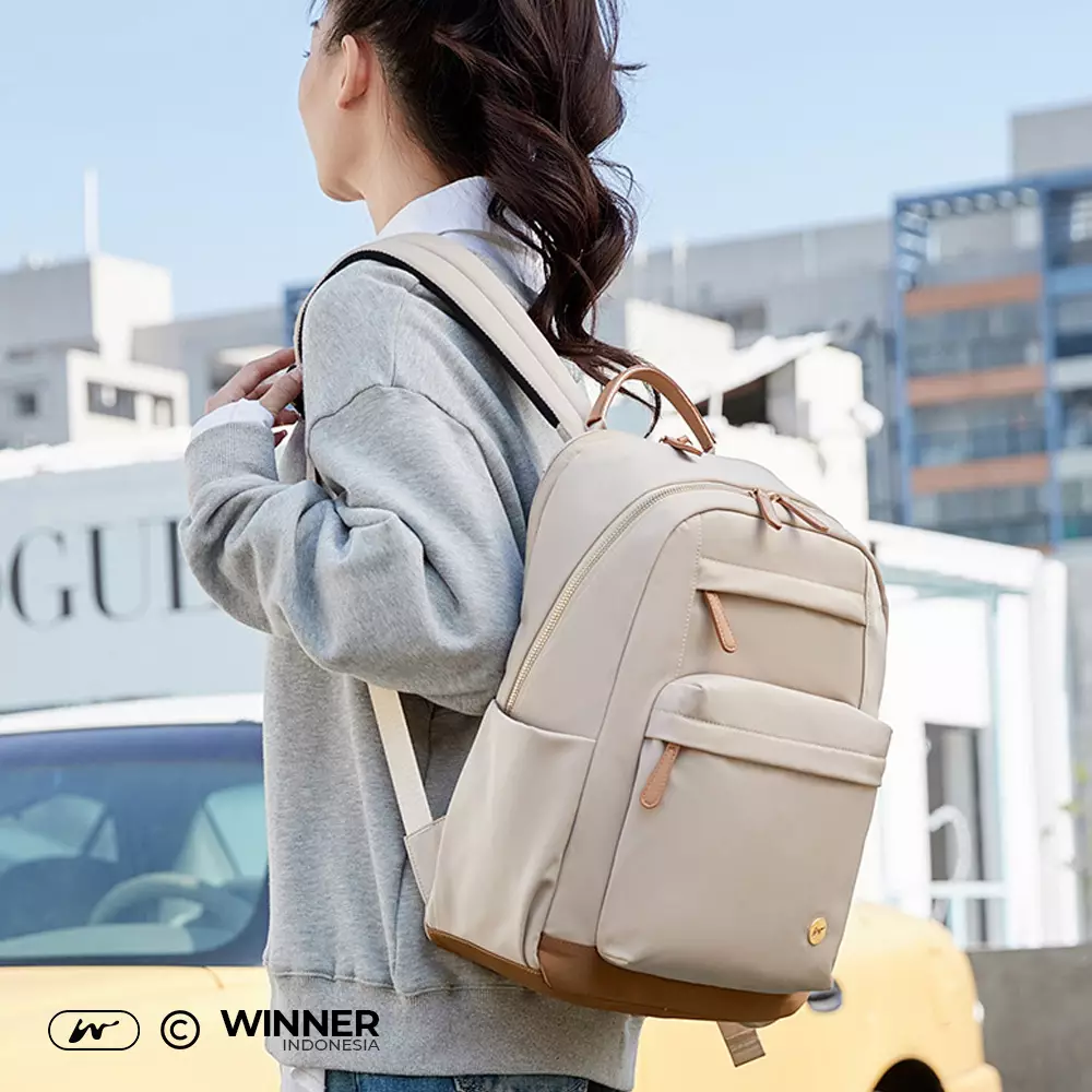 Tas Ransel Laptop 15,6 inch Oxford Anti-Air Backpack Korean Style (T14-011) - Warna Khaki 15,6 inch