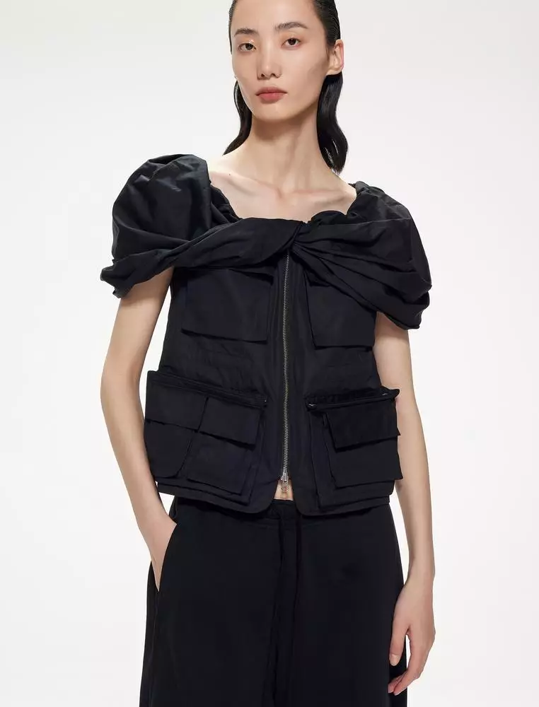 Plain Weave V-Neck Elegant Sleeveless Top