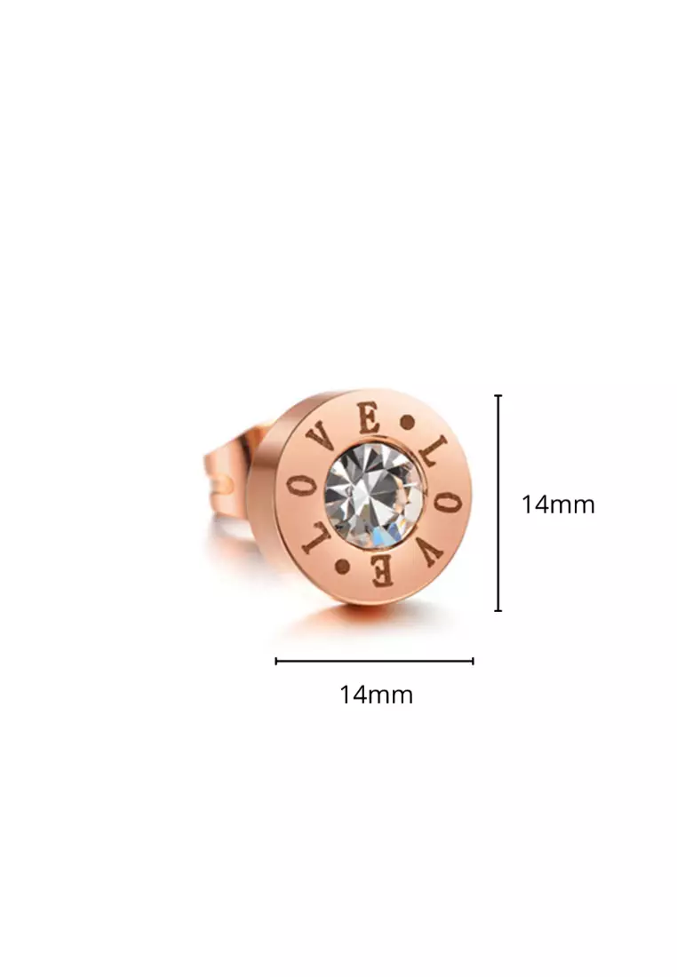 Love Bezel Studs-Rose Gold/Clear