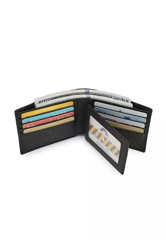Genuine Leather RFID Blocking Wallet - Black
