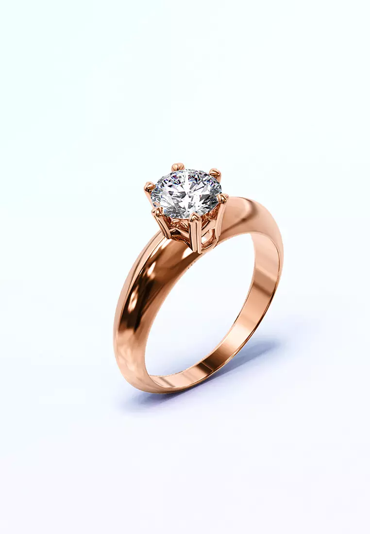 Jewel In The Palace Solitaire Ring in Rose Gold Embellished with Swarovski crystals