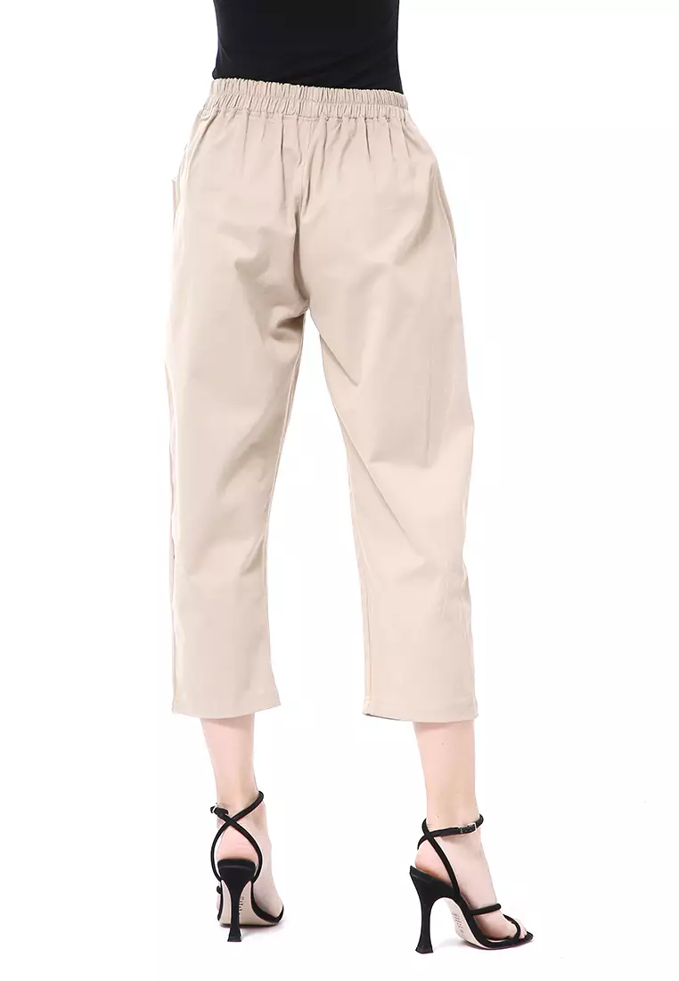 Stella Celana Panjang Wanita Casual Long Pants Korean Style Material Cotton Twill ORIGINAL - Cream