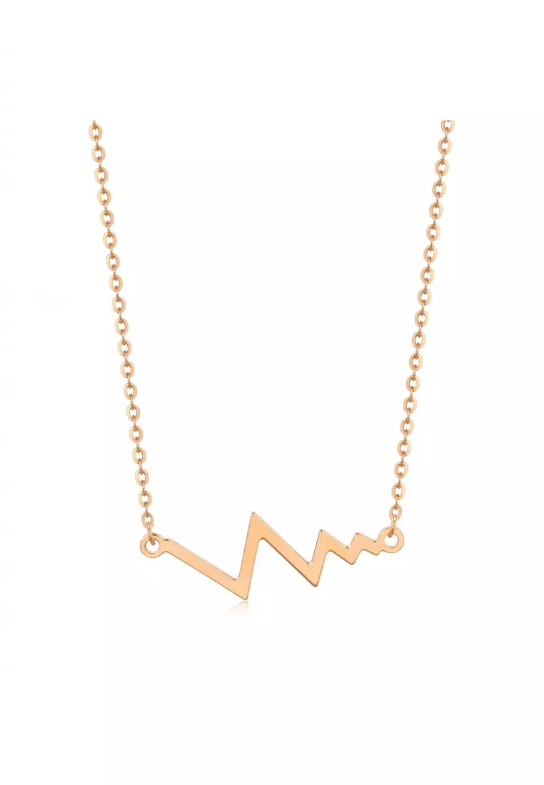 18K Rose Gold Abstract Linear Bar Necklace for Women 92791N