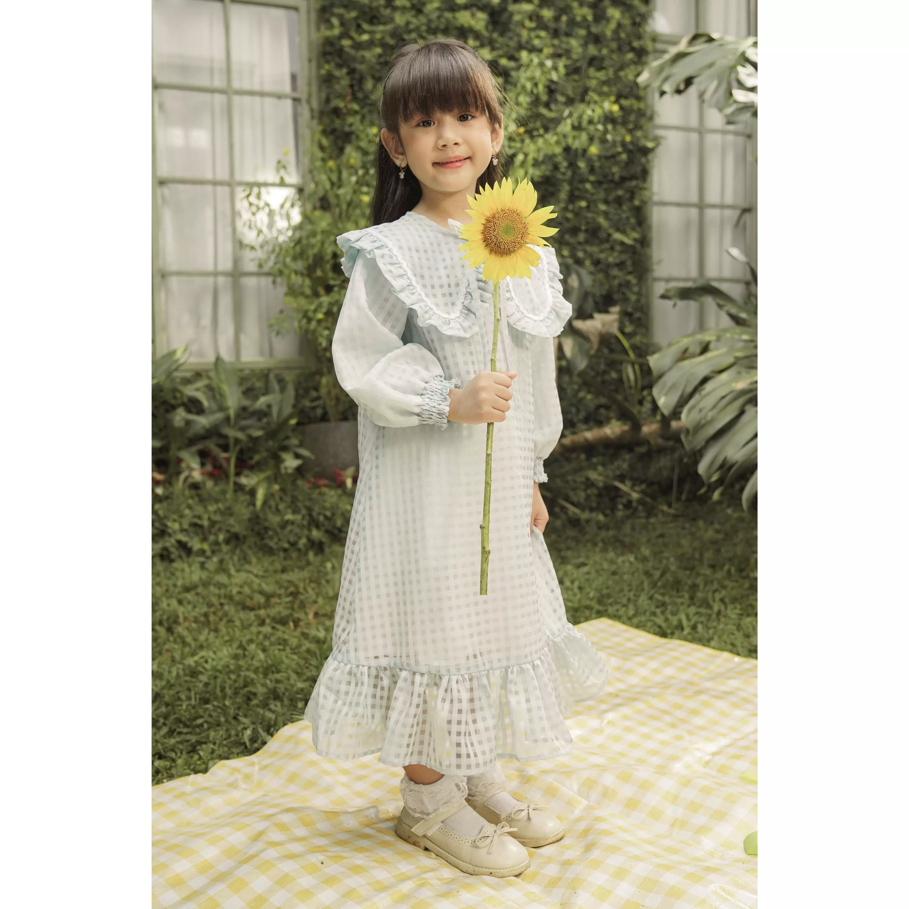 Mothercare x Benang Jarum Raya Collection Gingham Collar Dress - Dress Baju Lebaran Anak Perempuan