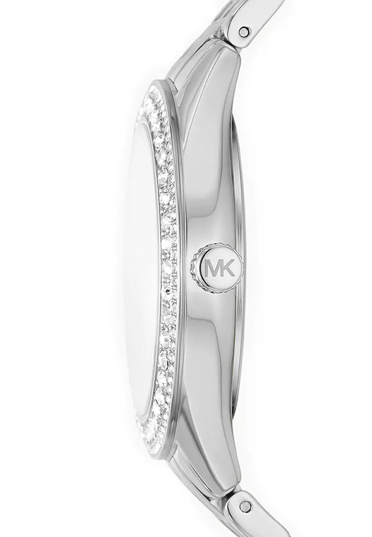 Michael kors silver diamond watch deals