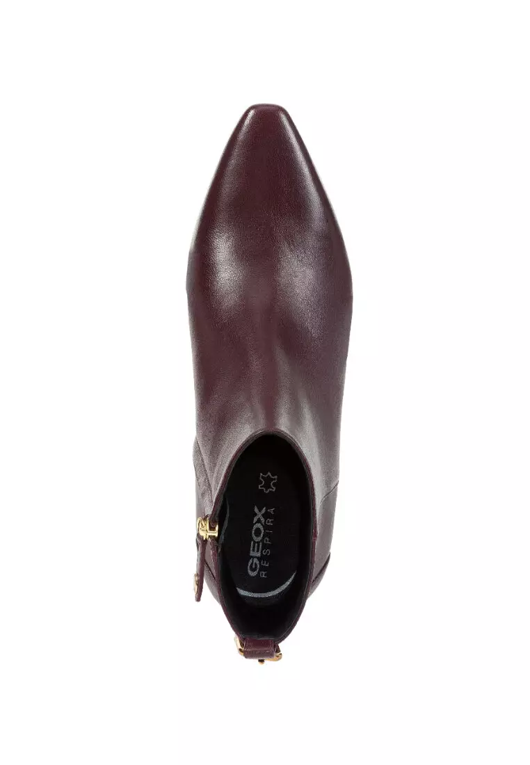 GEOX Ladies Giselda Medium Heel Ankle Boots - Burgundy D36VCD-000TU-C7011F3