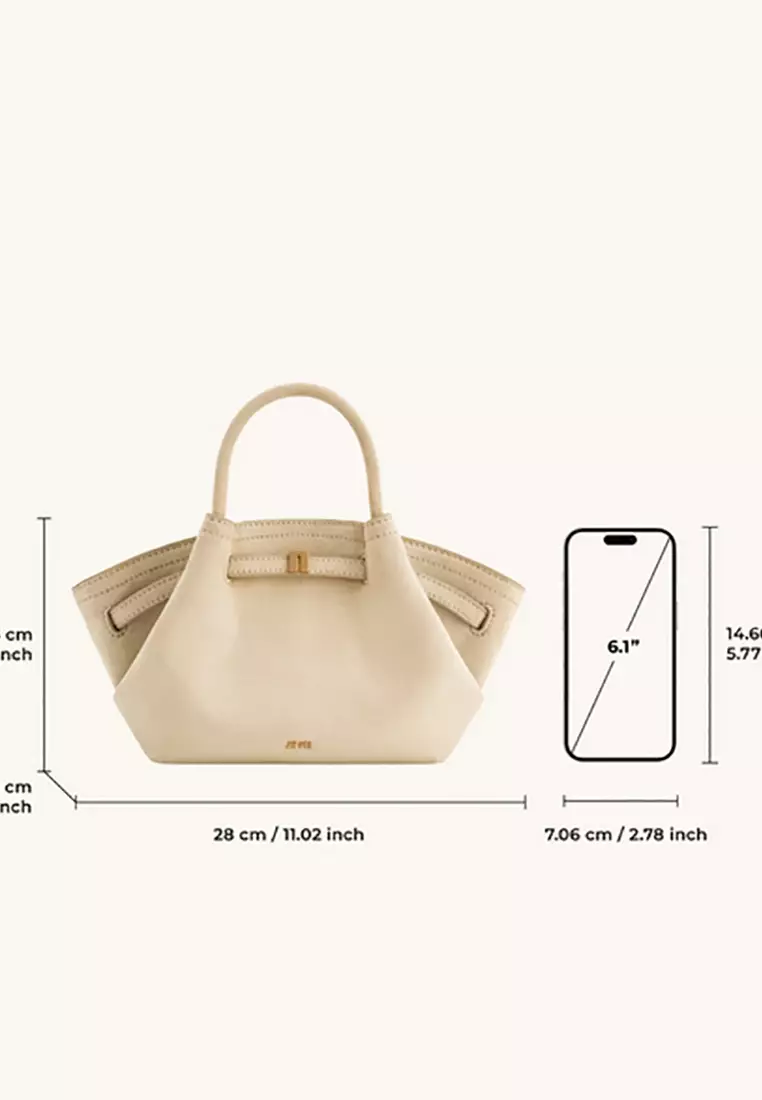 Hana Mini Faux Suede Tote Bag - Off White
