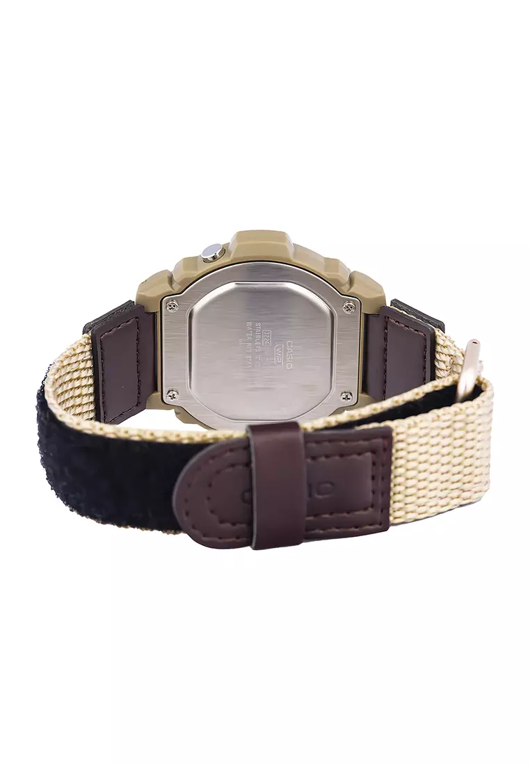 Jam Tangan Digital Pria Casio W-219HB-5AV Brown Canvas Strap