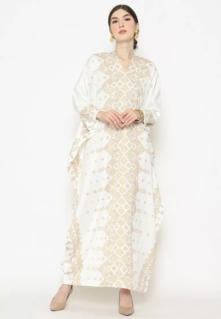 Kanzi Exclusive Long Sleeve Tapis Kaftan White