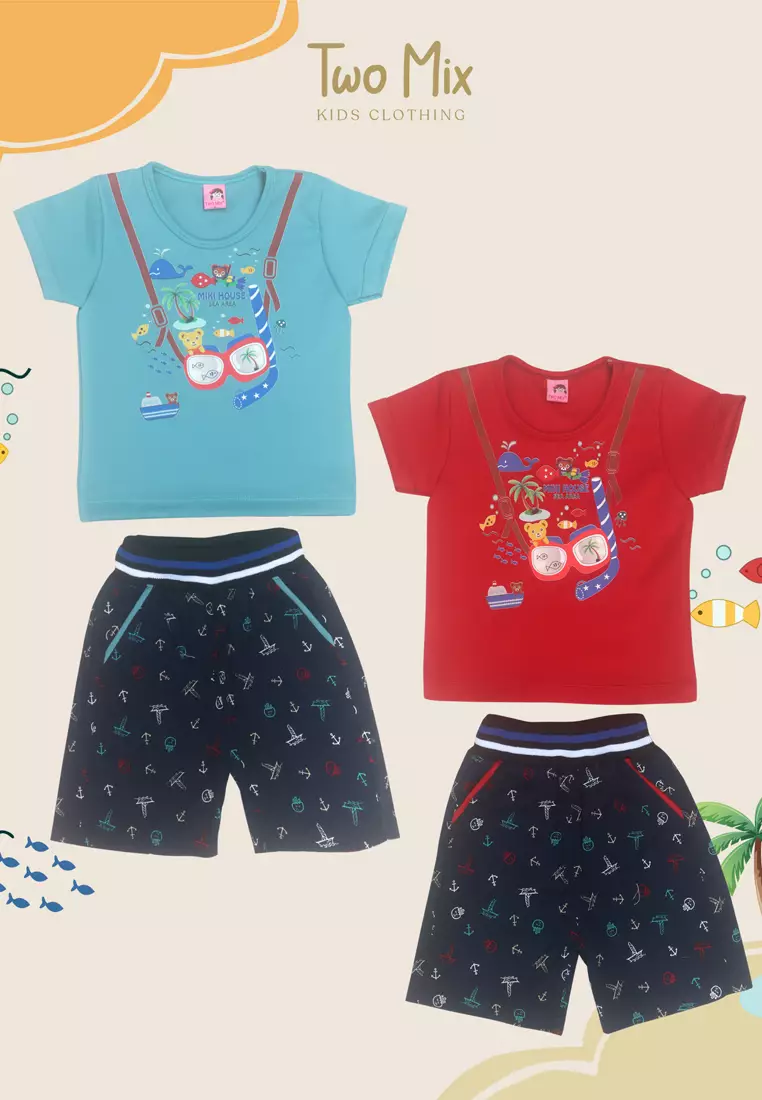 TWO MIX - Setelan Kaos Anak Laki Pria Celana Stretch 1-12 Tahun 4199