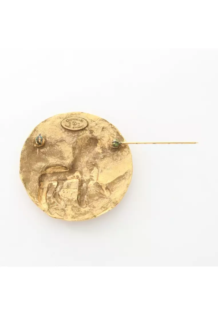 Pre-Loved Chanel coco mark brooch lion GP gold vintage 23