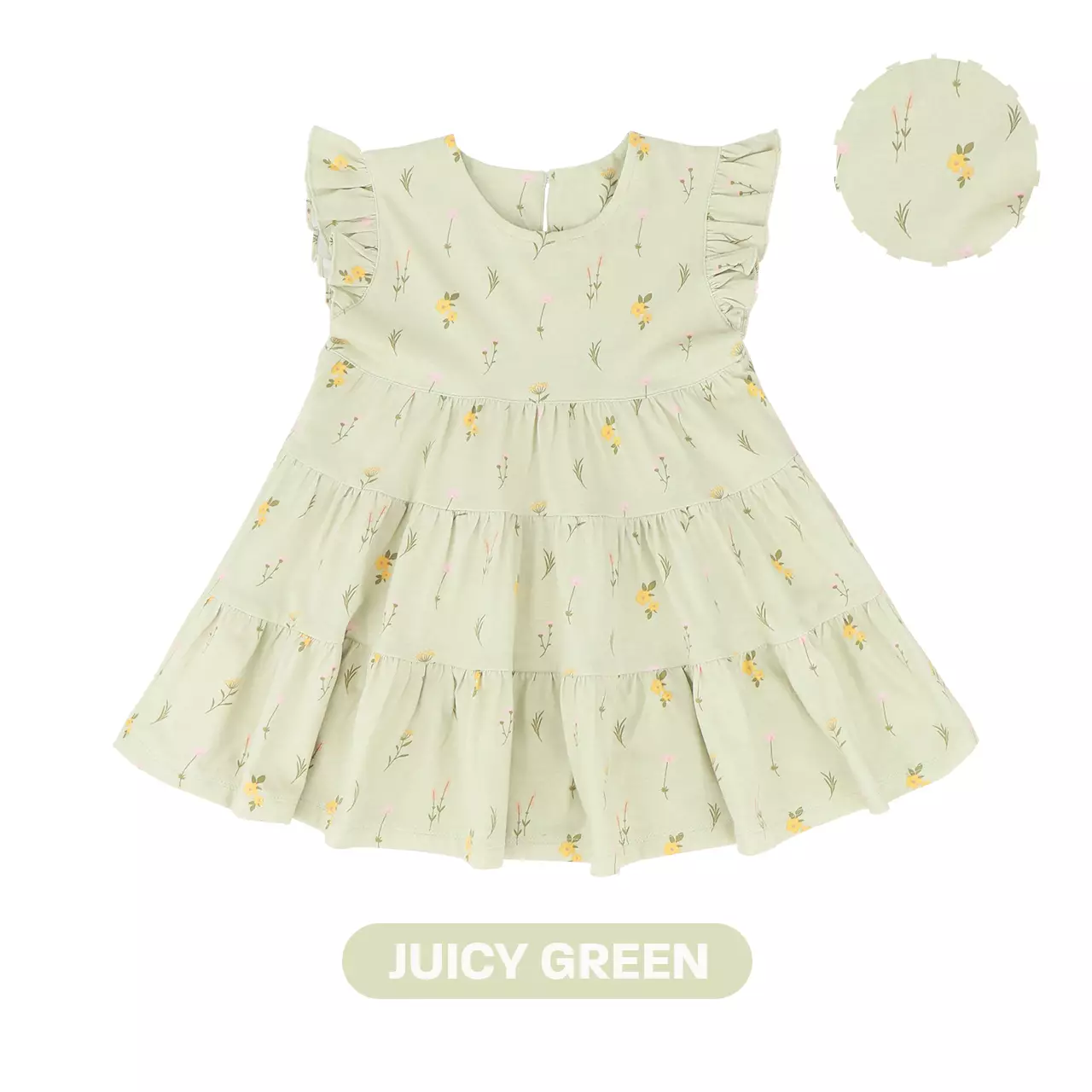 Mooi Dress Anak Perempuan Emily Ruffle Dress V2 - Juicy Green