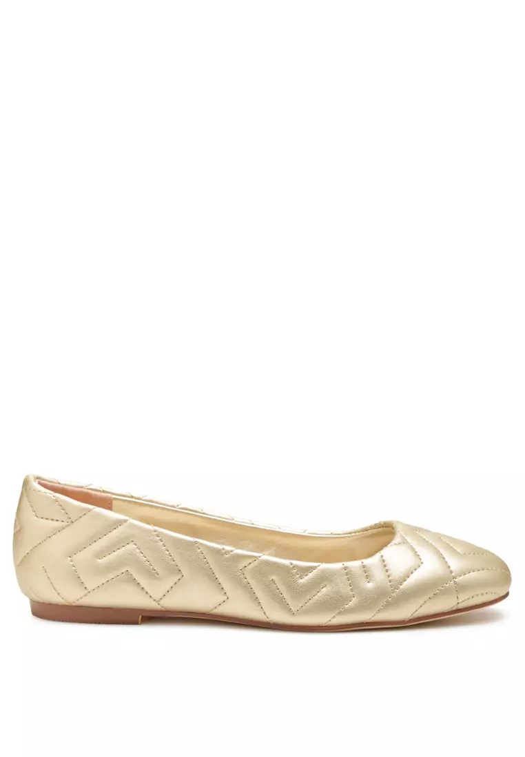 Discount on London Rag  shoes - SKU: Gold Quilted Ballerina Flats