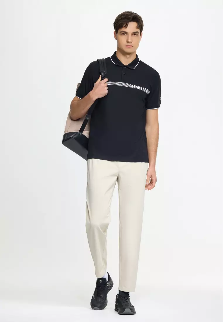 MEN'S STRIPED K-SWISS LOGO POLO SHIRT