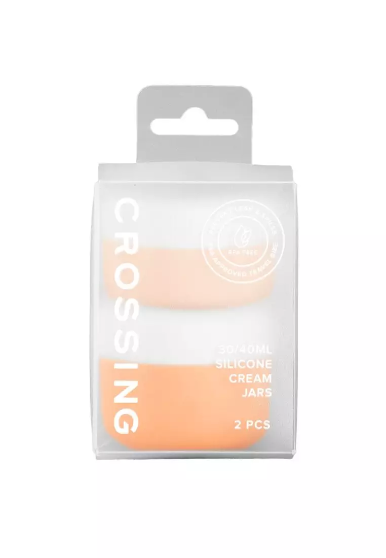 Crossing Silicone Leak Proof TSA Approved Travel Size Cream Jar 30/40 ml (2 Pack)  L.Orange/Orange