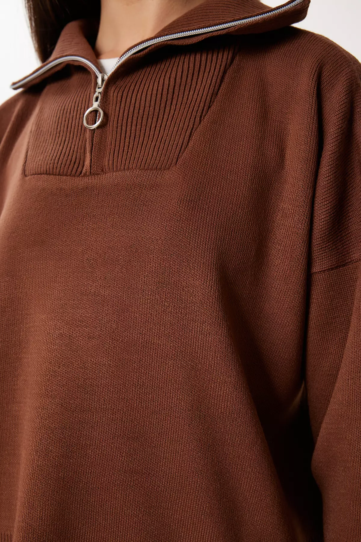 Women'S Brown Knitwear Sweater Skirt Set Pf00113