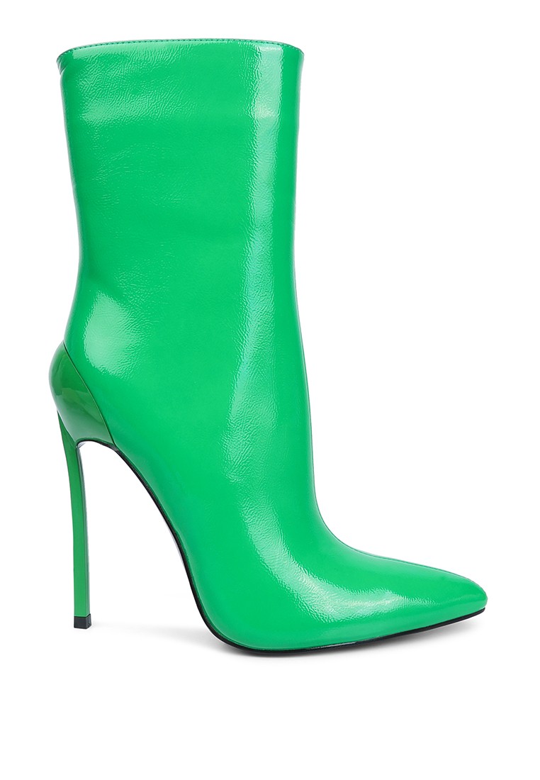 Green Patent High Heeled Ankle Boot