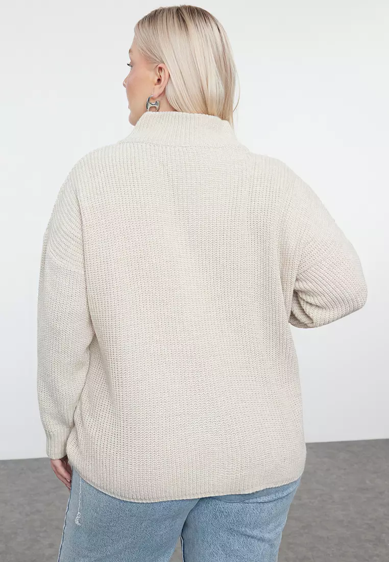 Plus Size Half-Zip Knit Sweater
