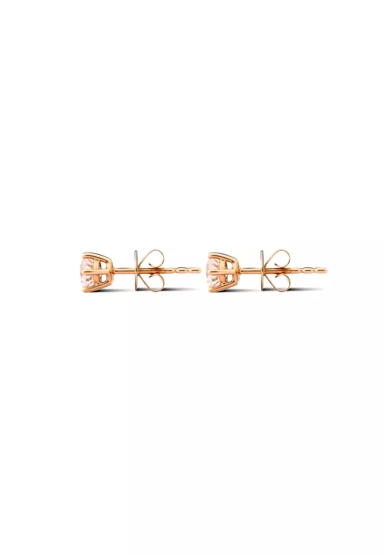 0.70ct TDW Round Lab Grown Diamond Prong Studs Earrings in 18K Rose Gold D/E-VVS/VS