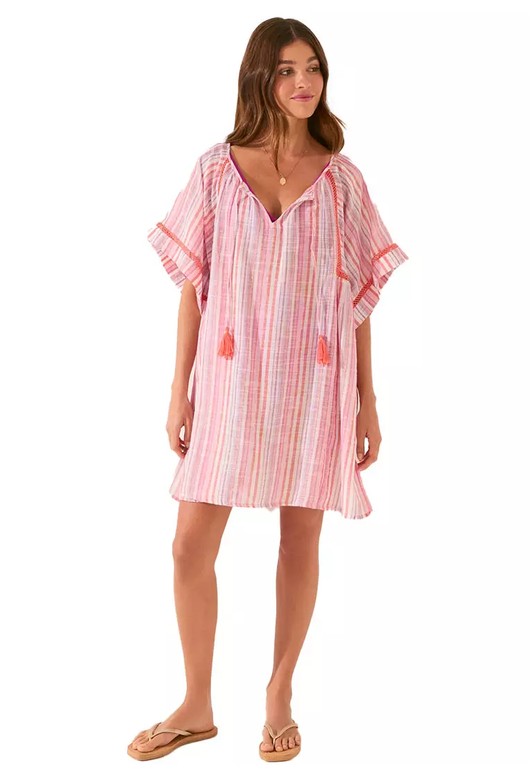 Short Tunic In Striped Print Fabric