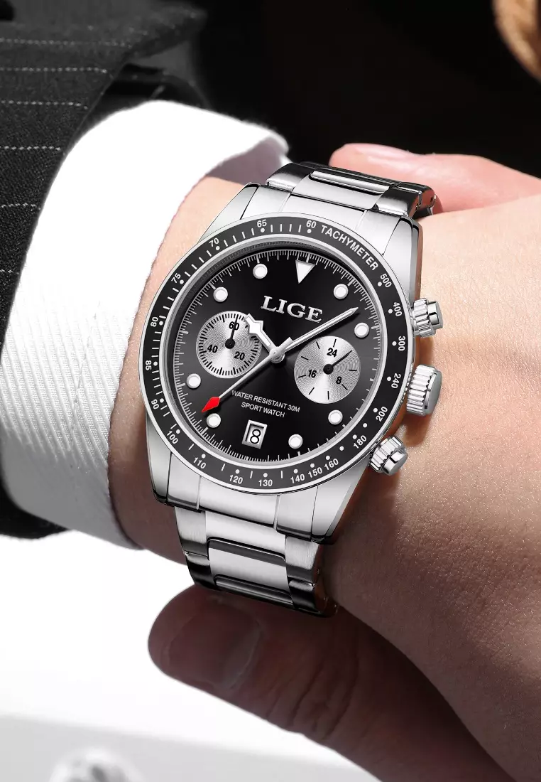 Chronograph Unisex Stainless Steel Quartz Watch, 40mm, Stainless Steel Bracelet