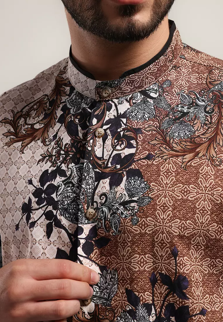 MOC Kemeja Koko Lengan Pendek Pria Modern Fit SCAFO - BEIGE