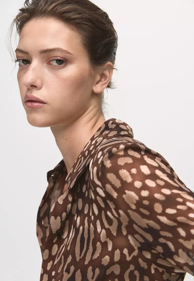 Leopard-Print Shirt Dress With Belt