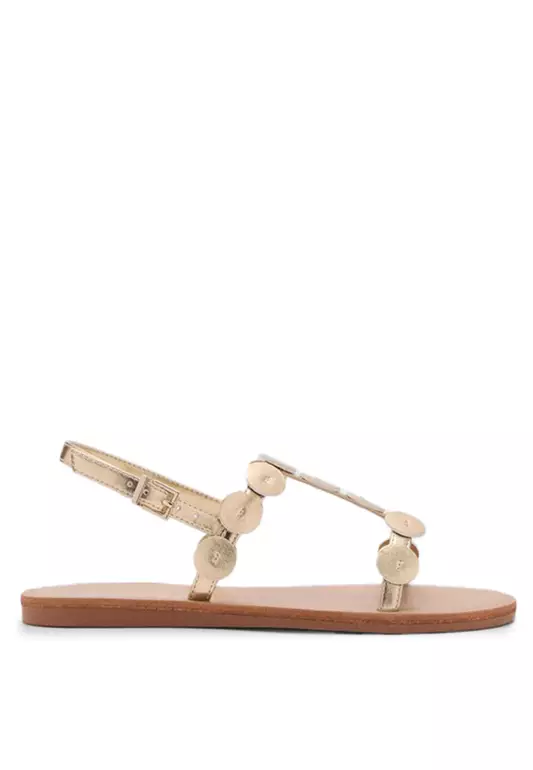 Metallic Sandals With Decorative Coins