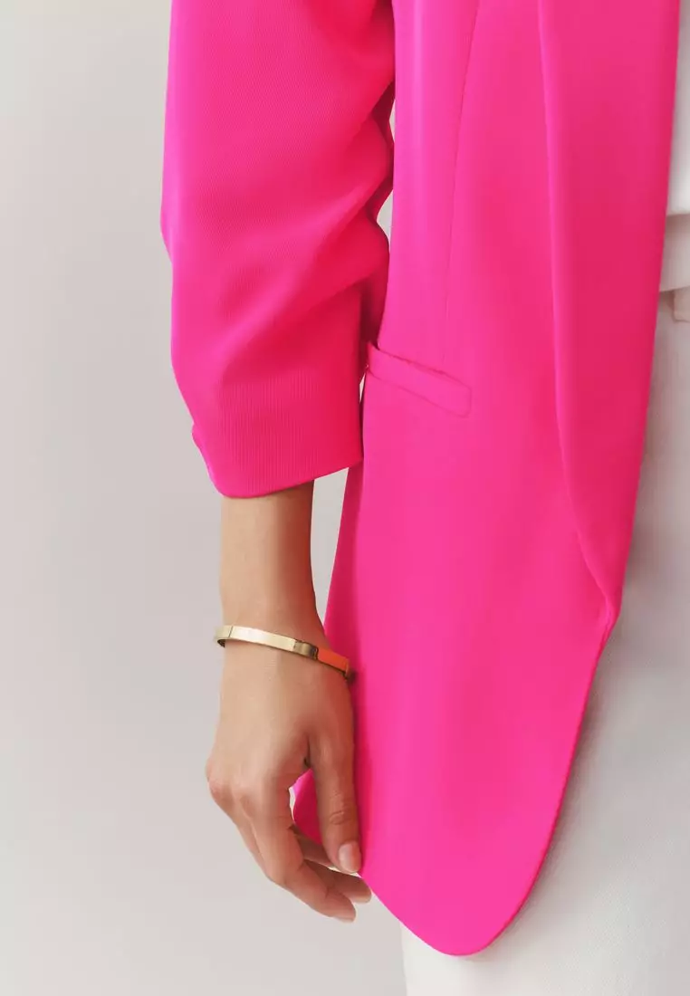 Relaxed Ruched Sleeve Blazer