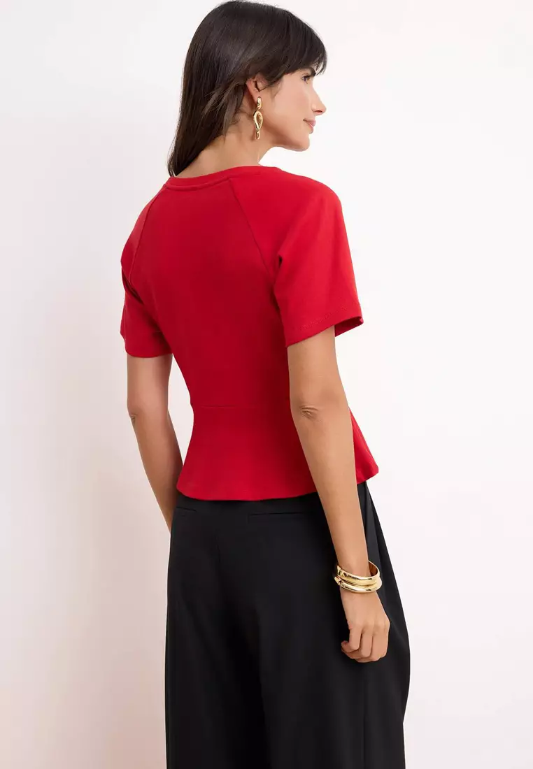 Peplum Raglan Sleeve Blouse