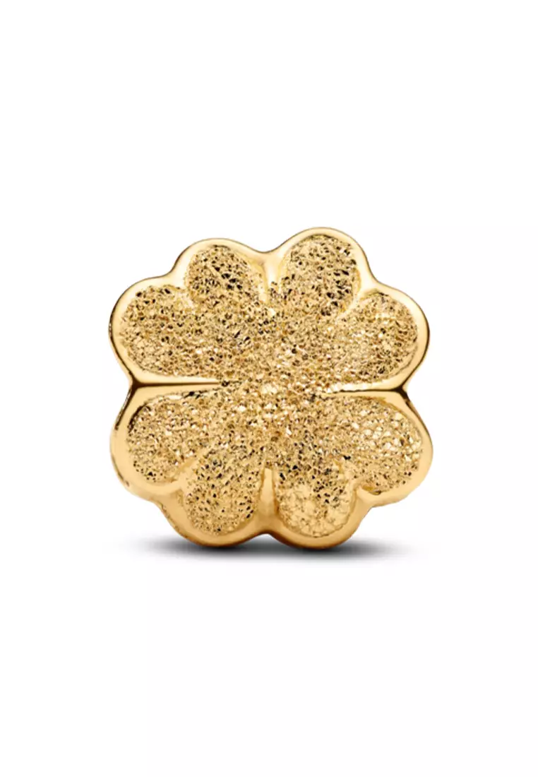 Pandora 14K Gold Plated Textured Clover Mini Charm
