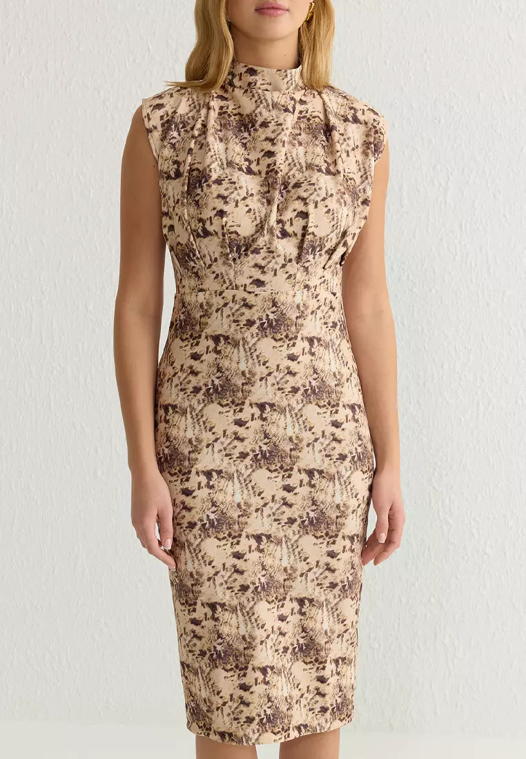 Knee Length Gathered Dress