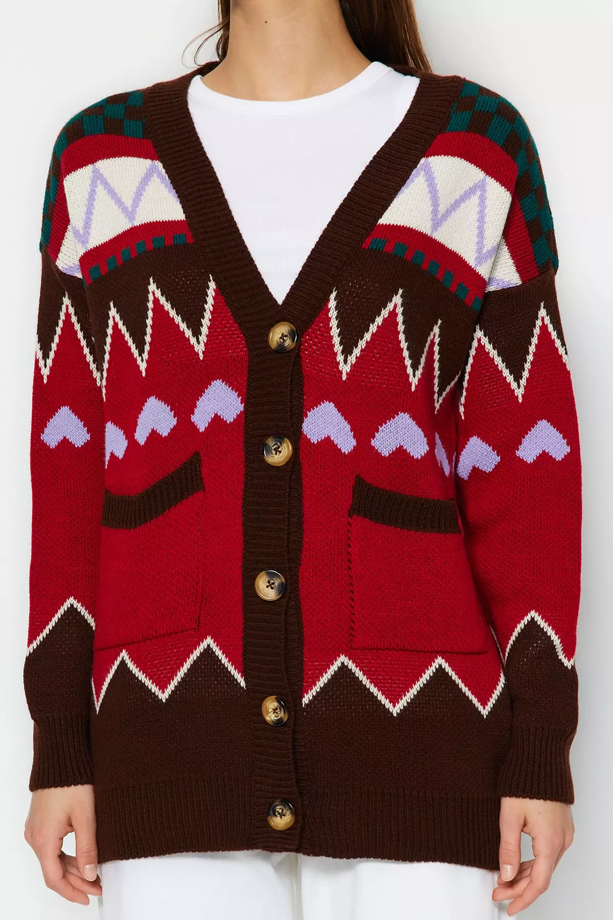 Geo top print cardigan
