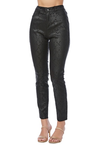 London Rag black Black Slither-in Shiny Slim Fit Pants 1F121AA96E8A60GS_1