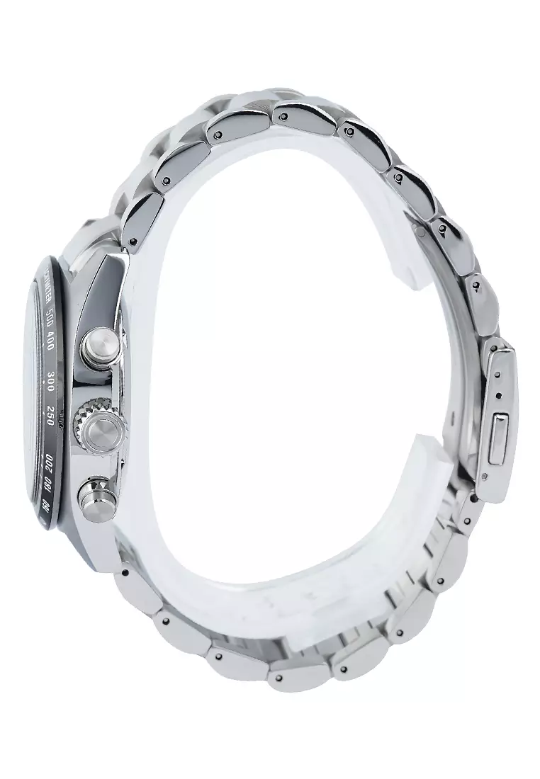 SEIKO PROSPEX SPEEDTIMER Solar Jam Tangan Analog Pria - Silver Green Dial - Stainless Steel - SSC933P1