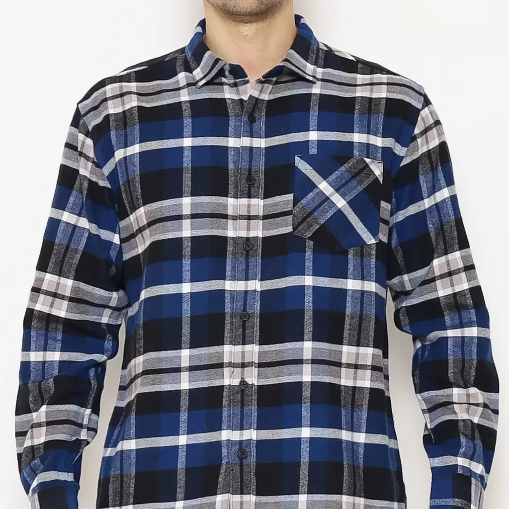 AMK Kemeja Pria Flannel Lengan Panjang SHF KENZO L/S Blue