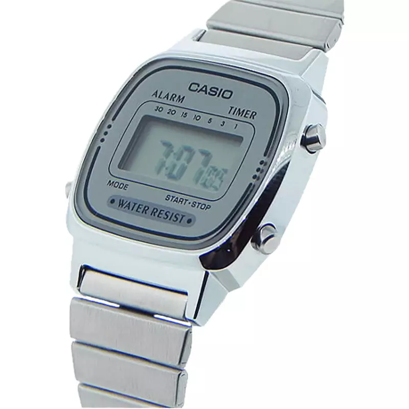 Jam Tangan Wanita Digital Casio Standard LA670WA-7DF LA670 LA670W Vintage Digital Dial Stainless Steel Band