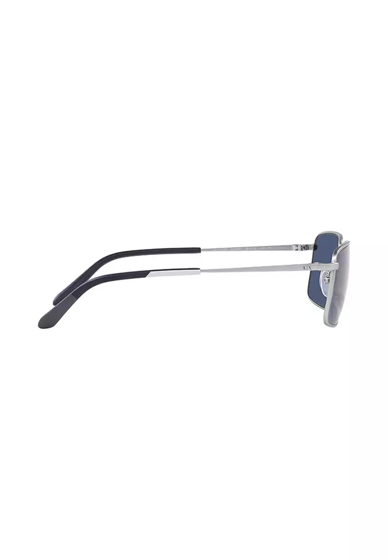 Men's Rectangle Frame Silver Metal Sunglasses - AX2044S