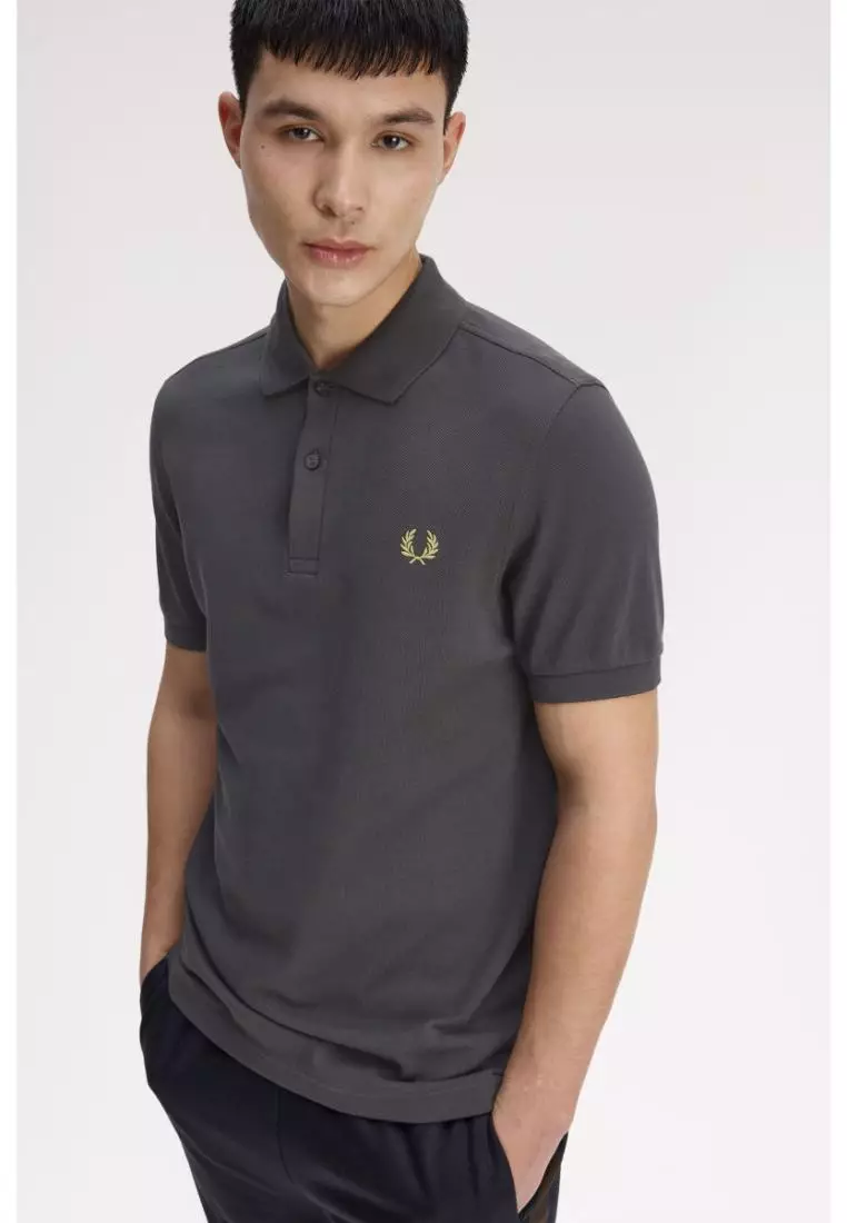 Fred Perry M6000 The Fred Perry Shirt (Anchor Grey / Tennis Ball Yellow / Tennis Ball Yellow)