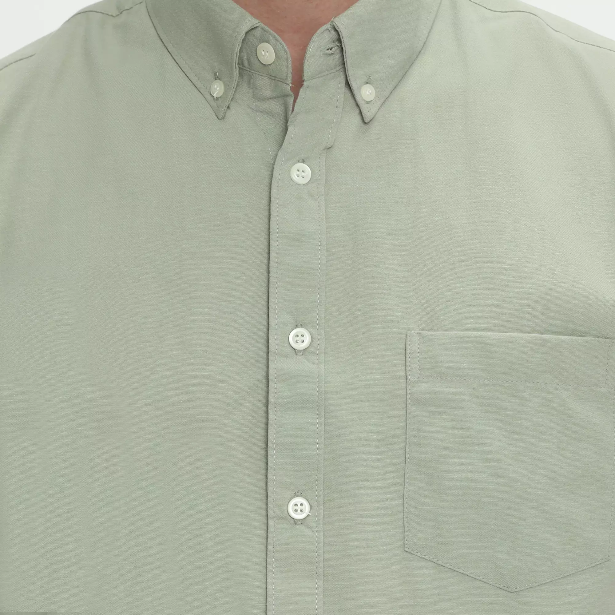 Platini Kemeja Pria Polos Lengan Pendek Katun Oxford Sage Green 1069.52