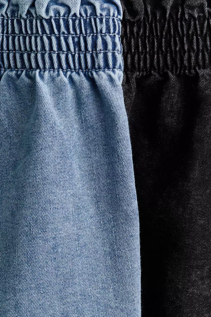 2-pack denim paper bag shorts